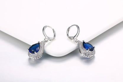 Popular Blue Zircon Gold-plated Fashion Earrings-Jewearrings