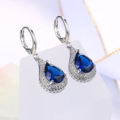 Popular Blue Zircon Gold-plated Fashion Earrings-Jewearrings