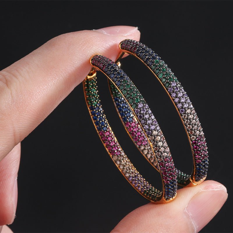 Popular Color Zirconium Micro Inlaid Big Earrings-Jewearrings