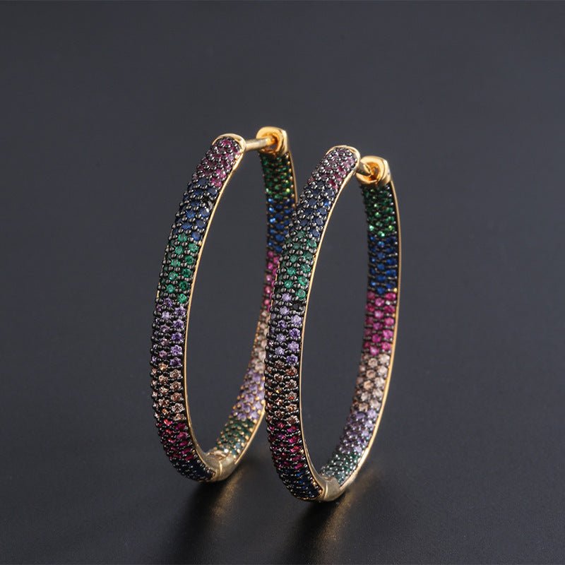 Popular Color Zirconium Micro Inlaid Big Earrings-Jewearrings