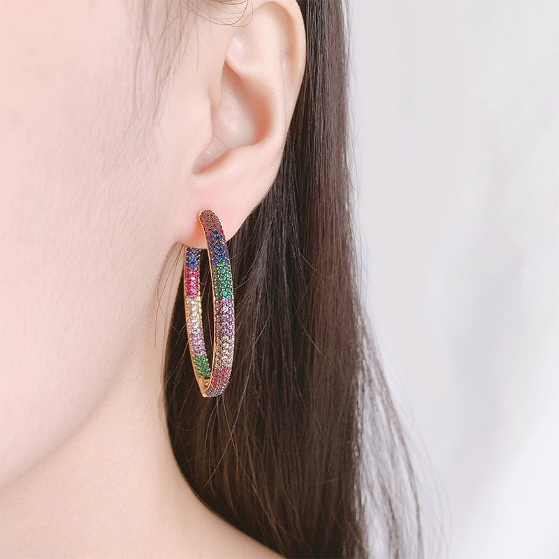 Popular Color Zirconium Micro Inlaid Big Earrings-Jewearrings