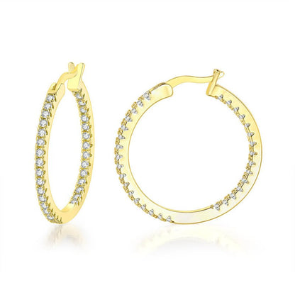 Popular Full Diamond Ear Ring Row Zircon Micro-inlaid Gold-plated Large Earrings-Jewearrings