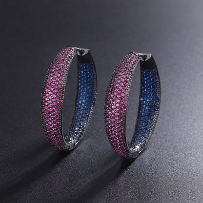 Popular Micro-inlaid Big Earrings Temperament And Two-tone Personality-Jewearrings