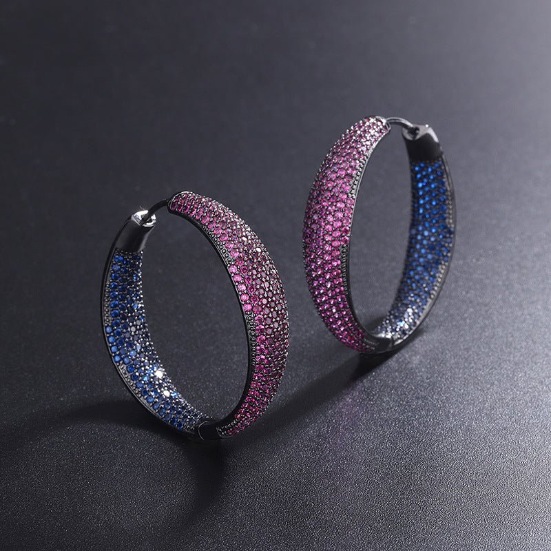 Popular Micro-inlaid Big Earrings Temperament And Two-tone Personality-Jewearrings