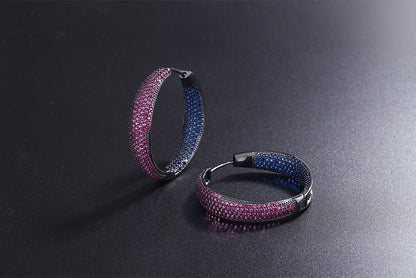 Popular Micro-inlaid Big Earrings Temperament And Two-tone Personality-Jewearrings