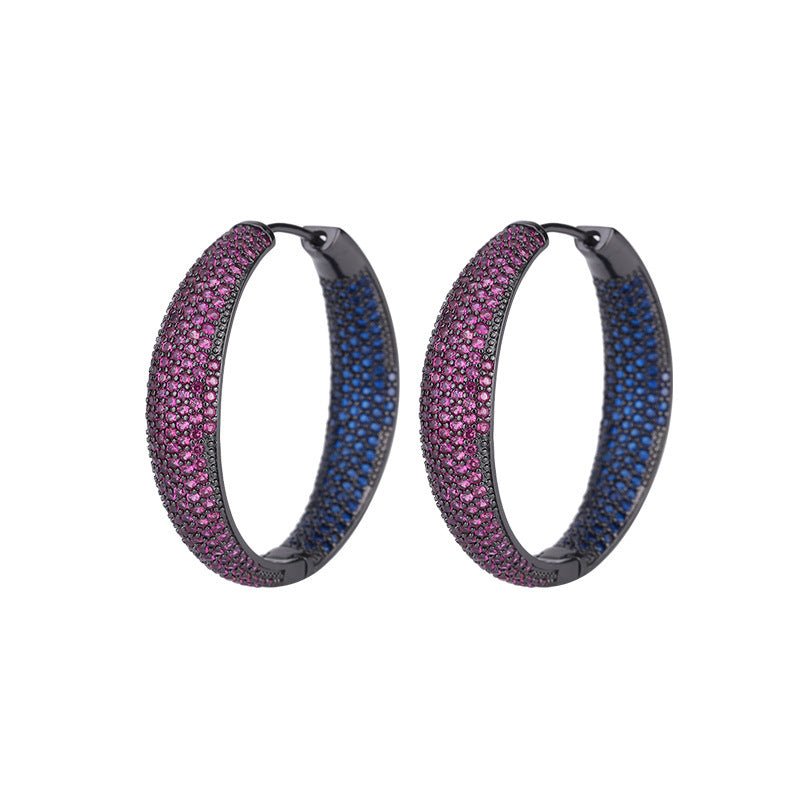 Popular Micro-inlaid Big Earrings Temperament And Two-tone Personality-Jewearrings