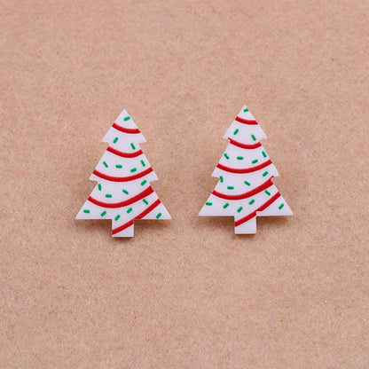 Printed Acrylic Simple Small New Christmas Earrings-Jewearrings