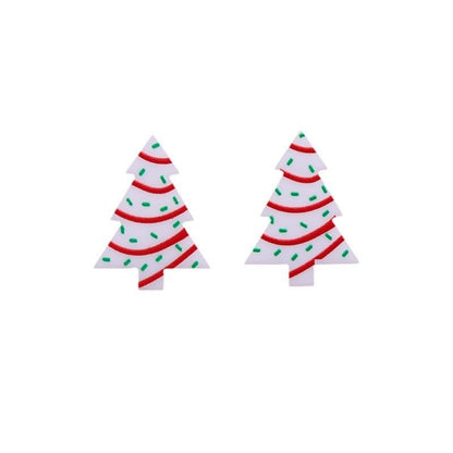 Printed Acrylic Simple Small New Christmas Earrings-Jewearrings