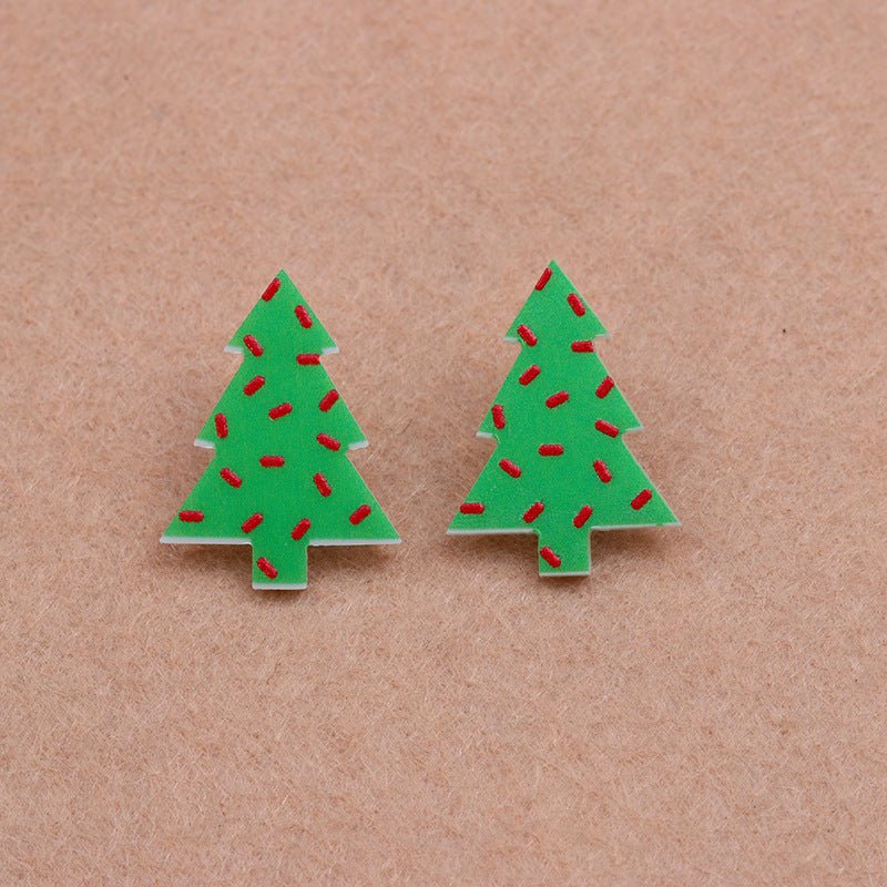 Printed Acrylic Simple Small New Christmas Earrings-Jewearrings