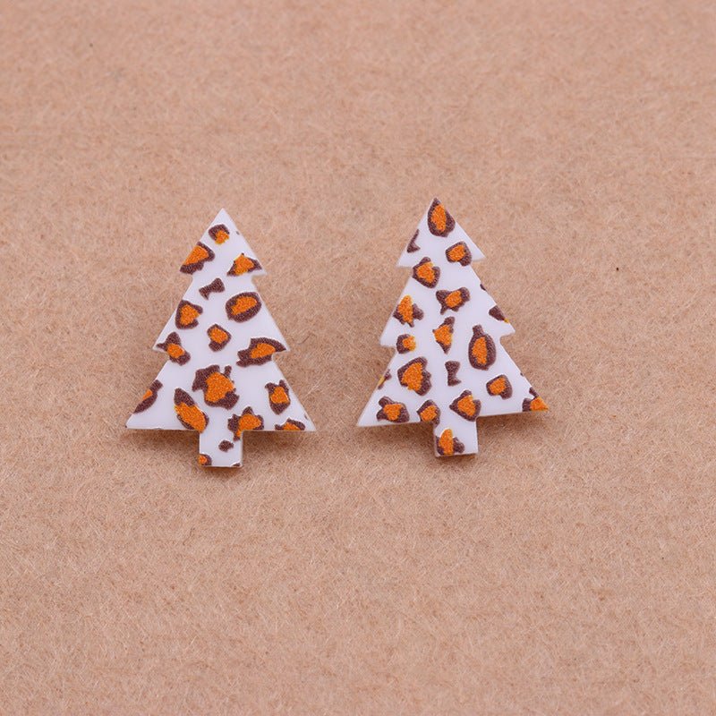 Printed Acrylic Simple Small New Christmas Earrings-Jewearrings