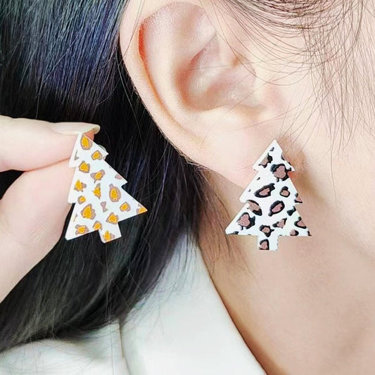 Printed Acrylic Simple Small New Christmas Earrings-Jewearrings