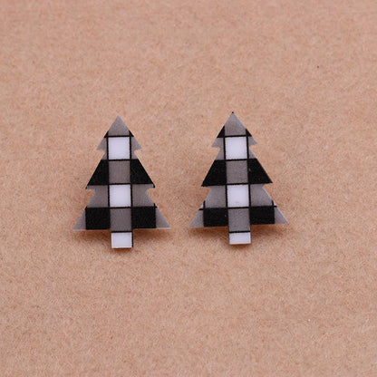 Printed Acrylic Simple Small New Christmas Earrings-Jewearrings