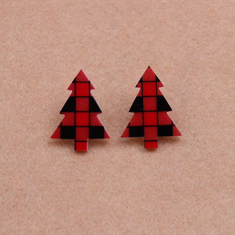 Printed Acrylic Simple Small New Christmas Earrings-Jewearrings