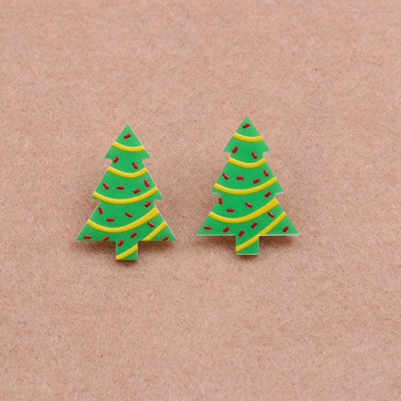 Printed Acrylic Simple Small New Christmas Earrings-Jewearrings