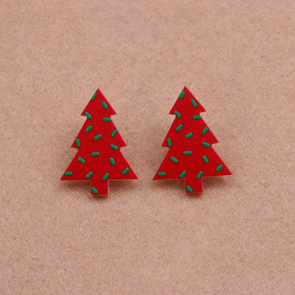 Printed Acrylic Simple Small New Christmas Earrings-Jewearrings