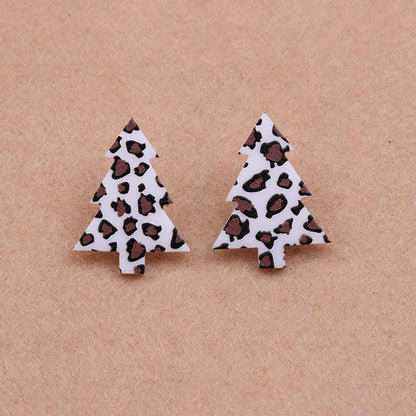 Printed Acrylic Simple Small New Christmas Earrings-Jewearrings