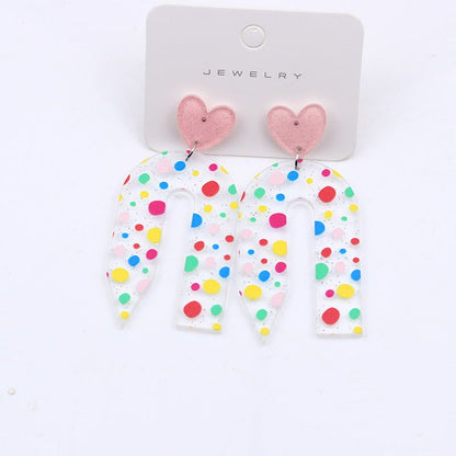 Printing Color Contrast Pencil Stud Earrings Acrylic Earrings-Jewearrings