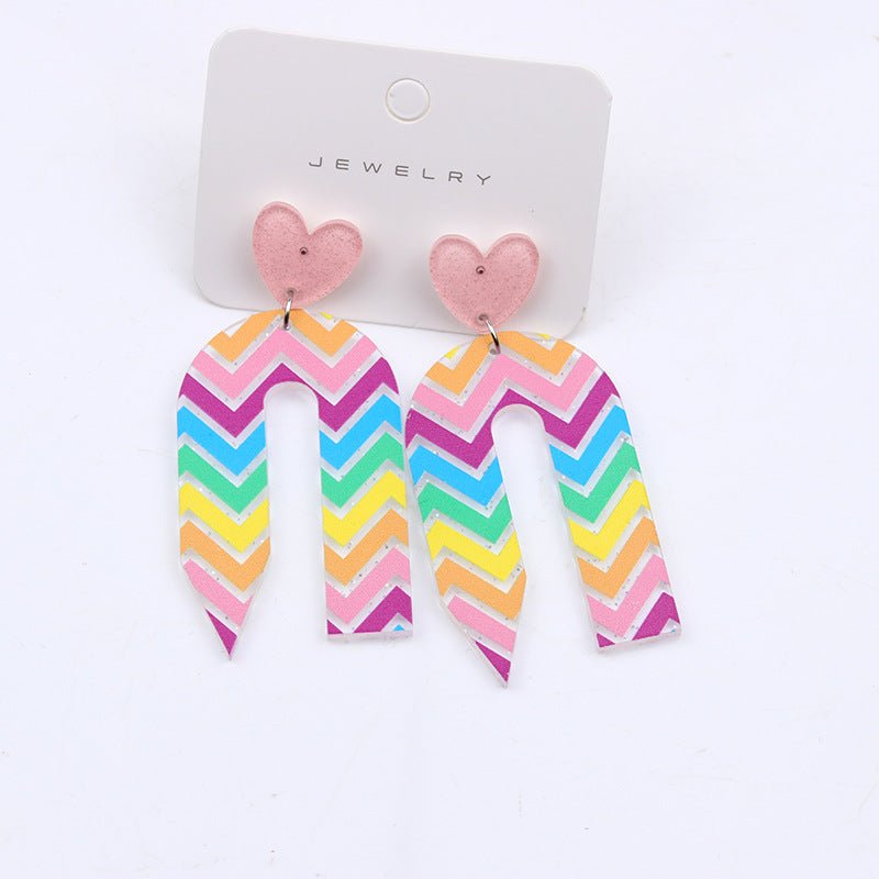 Printing Color Contrast Pencil Stud Earrings Acrylic Earrings-Jewearrings