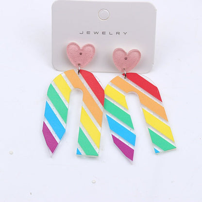 Printing Color Contrast Pencil Stud Earrings Acrylic Earrings-Jewearrings