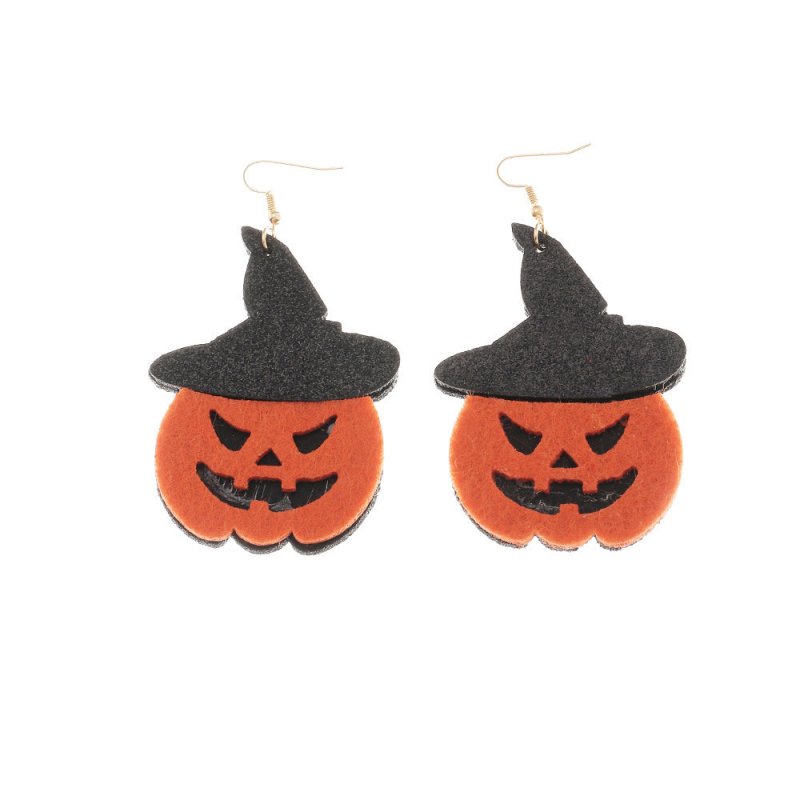 Pumpkin Felt Cloth Earrings Ghost Festival Earrings-Jewearrings