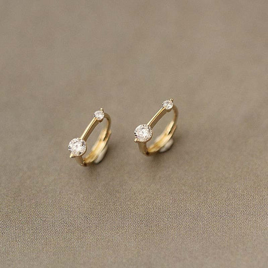 Pure 9k Gold Small Zirconium Diamond Earrings-Jewearrings