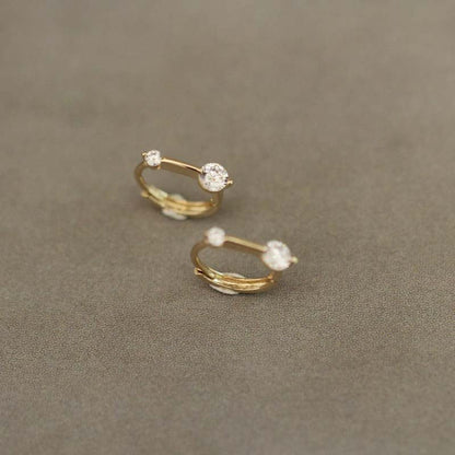 Pure 9k Gold Small Zirconium Diamond Earrings-Jewearrings