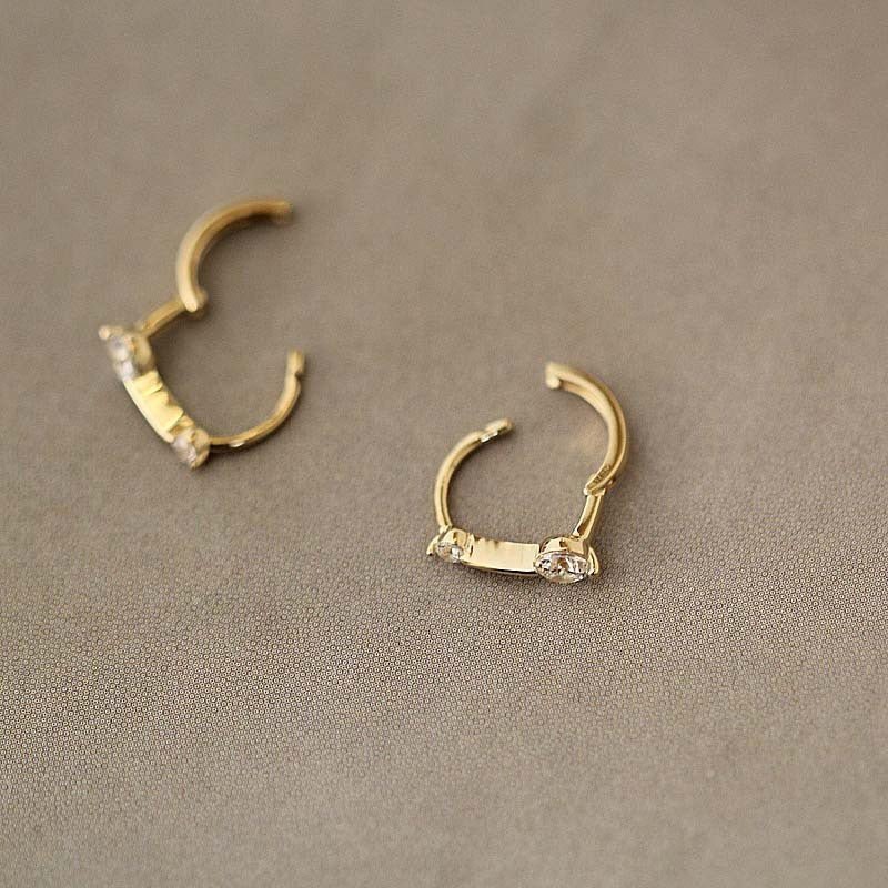 Pure 9k Gold Small Zirconium Diamond Earrings-Jewearrings