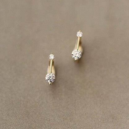 Pure 9k Gold Small Zirconium Diamond Earrings-Jewearrings