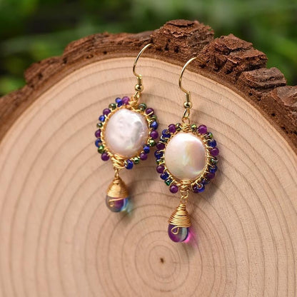 Pure Natural Baroque Pearl Retro Lady Earrings Temperament-Jewearrings