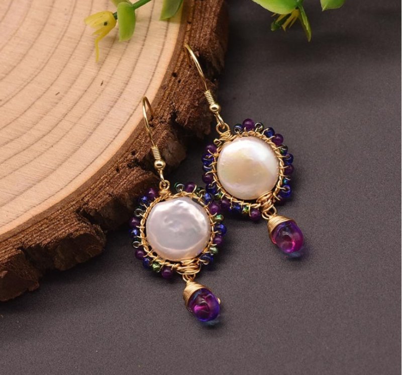 Pure Natural Baroque Pearl Retro Lady Earrings Temperament-Jewearrings