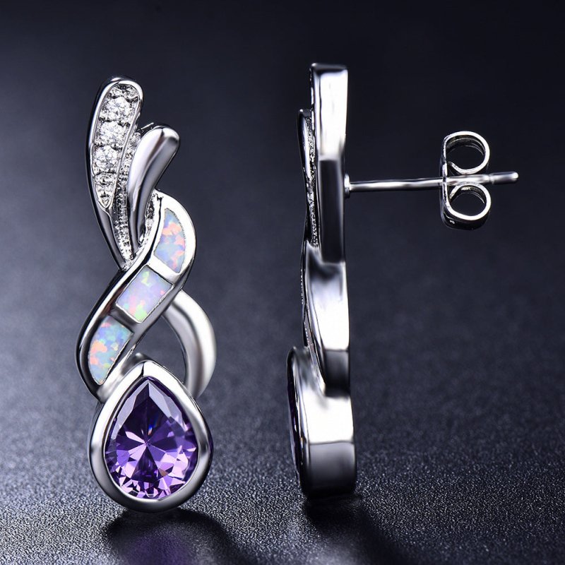 Purple Drop Diamond Earrings-Jewearrings