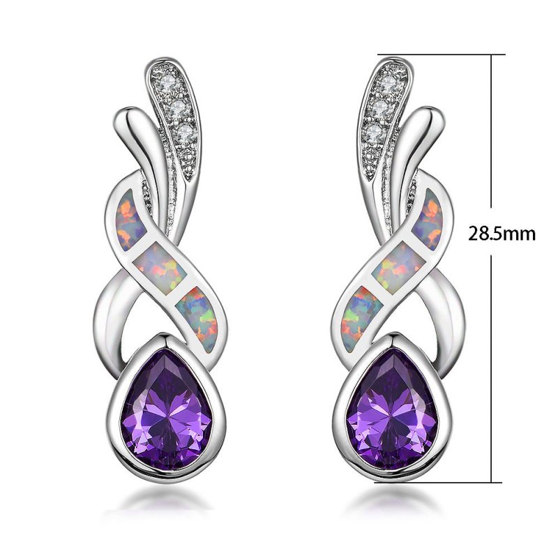 Purple Drop Diamond Earrings-Jewearrings