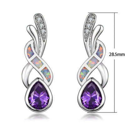 Purple Drop Diamond Earrings-Jewearrings