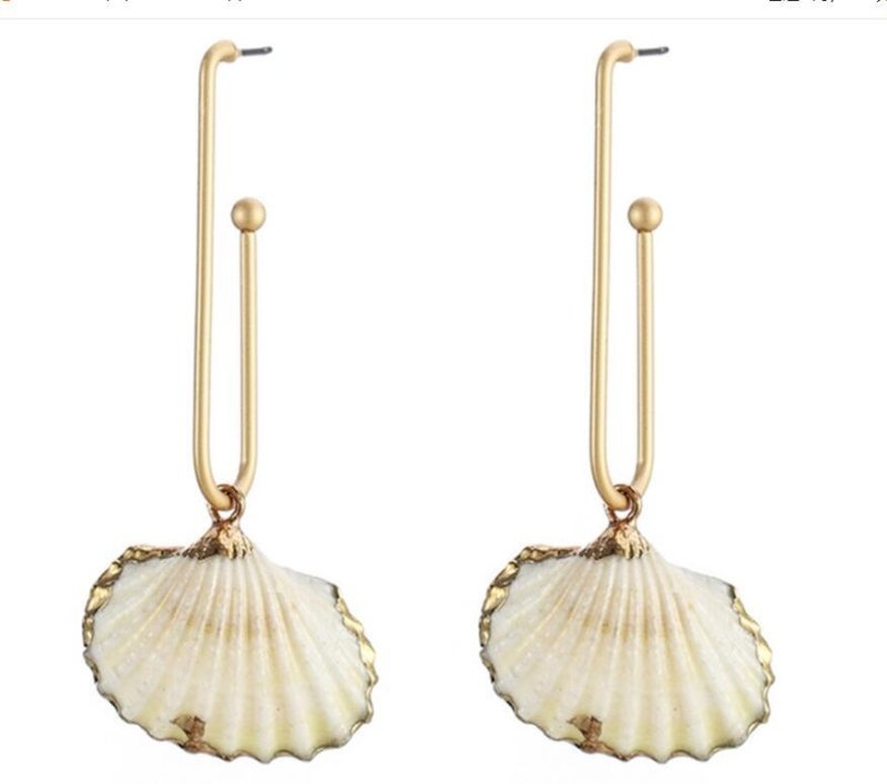 Qingdao Europe and the United States big jewelry earrings natural shell gold-plated side ear hook female earrings foreign trade new earrings-Jewearrings