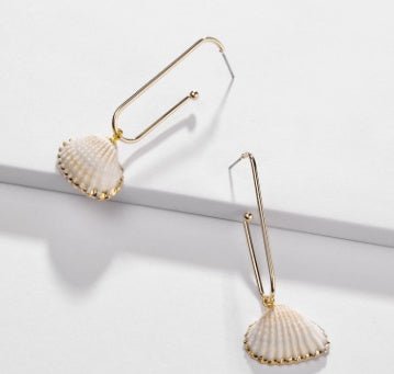 Qingdao Europe and the United States big jewelry earrings natural shell gold-plated side ear hook female earrings foreign trade new earrings-Jewearrings