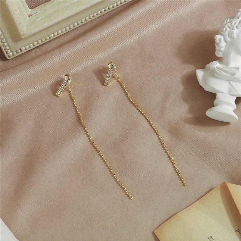 Qingdao Jewelry Long Temperament Diamond-studded Fairy Earrings-Jewearrings