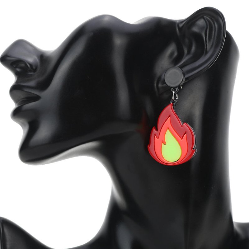 Quirky High Profile Fashion Cartoon Acrylic Flame Earrings-Jewearrings