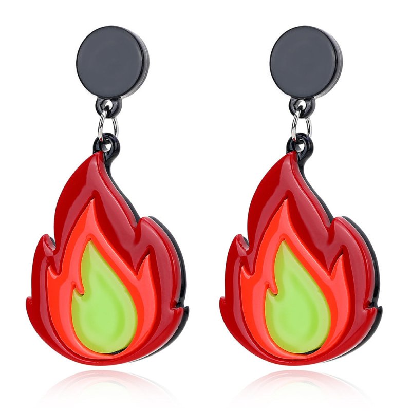 Quirky High Profile Fashion Cartoon Acrylic Flame Earrings-Jewearrings