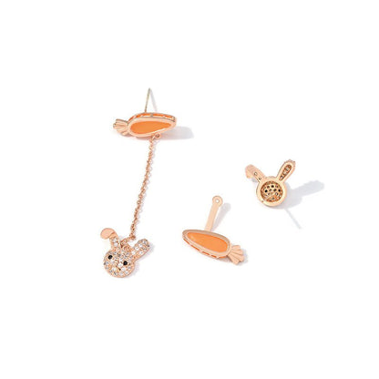 Rabbit Carrot Earrings Design Sense Versatile Long 925 Silver Pin Earrings-Jewearrings