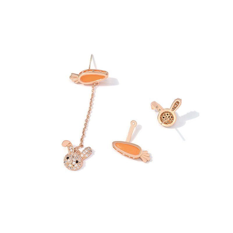 Rabbit Carrot Earrings Design Sense Versatile Long 925 Silver Pin Earrings-Jewearrings