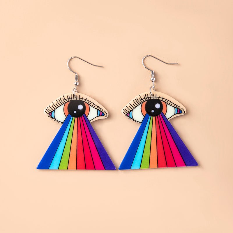 Rainbow Tearful Eyes Acrylic Pendant Earrings For Women Girls-Jewearrings