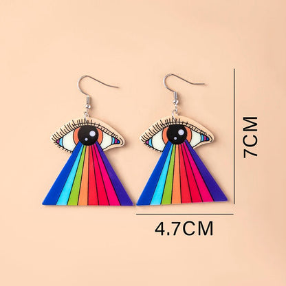 Rainbow Tearful Eyes Acrylic Pendant Earrings For Women Girls-Jewearrings