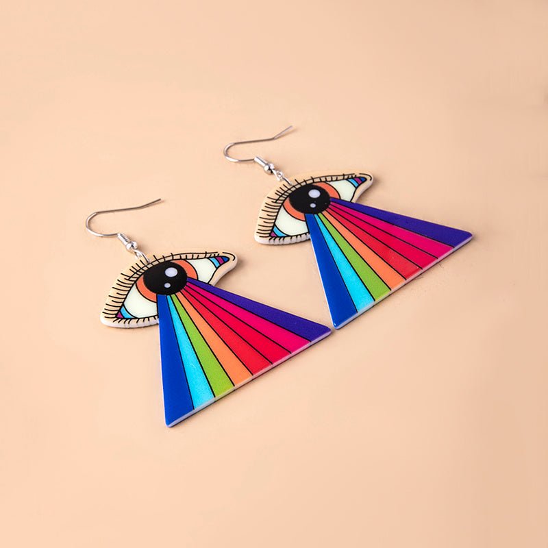 Rainbow Tearful Eyes Acrylic Pendant Earrings For Women Girls-Jewearrings