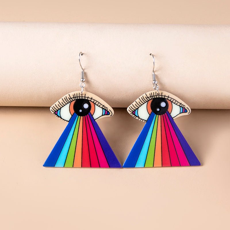 Rainbow Tearful Eyes Acrylic Pendant Earrings For Women Girls-Jewearrings