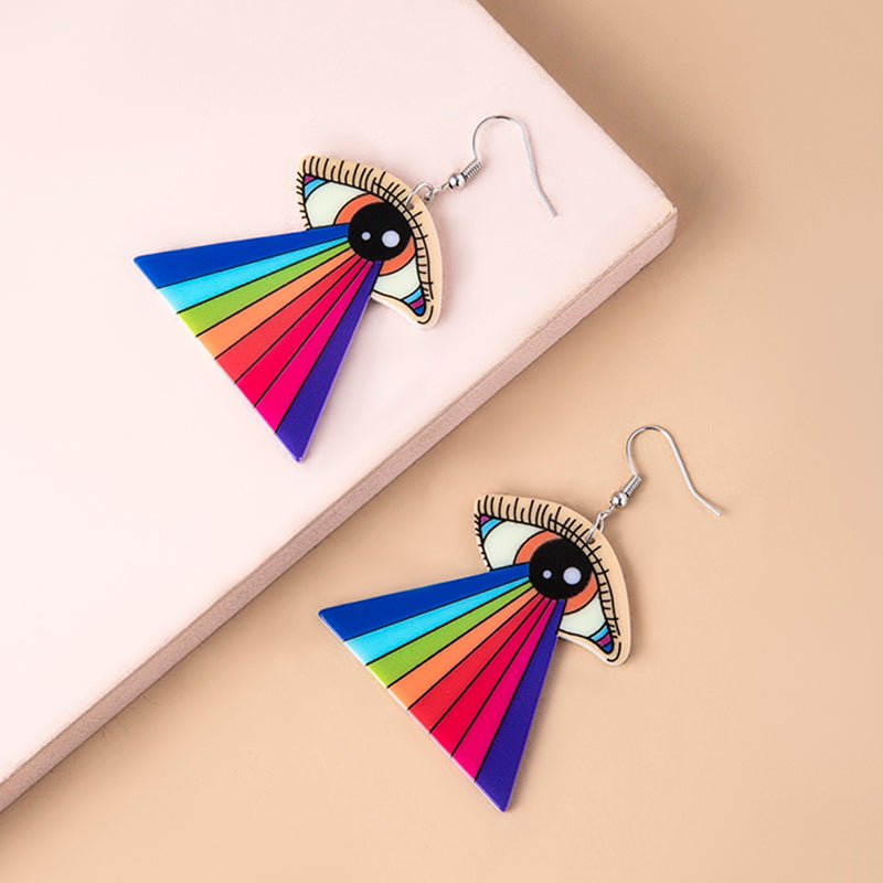 Rainbow Tearful Eyes Acrylic Pendant Earrings For Women Girls-Jewearrings