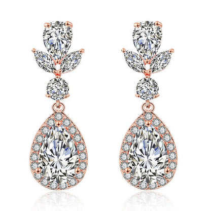 RAKOL Korean Style Full Diamond Super Flash Drop Women With AAA Zircon Personalized Earrings-Jewearrings