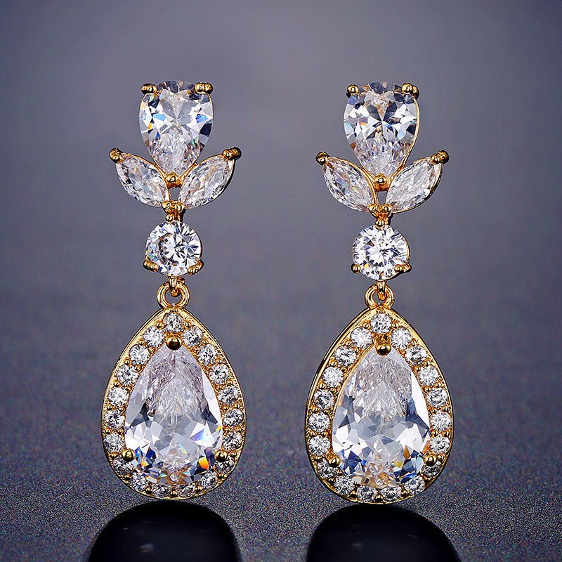 RAKOL Korean Style Full Diamond Super Flash Drop Women With AAA Zircon Personalized Earrings-Jewearrings