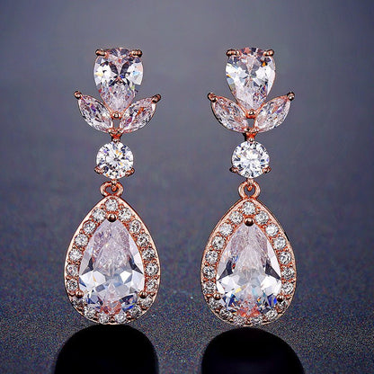 RAKOL Korean Style Full Diamond Super Flash Drop Women With AAA Zircon Personalized Earrings-Jewearrings