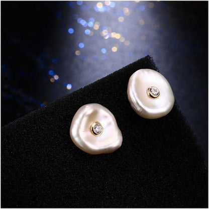 Real Gold Plating Diamond Earrings Pearl Shell-Jewearrings