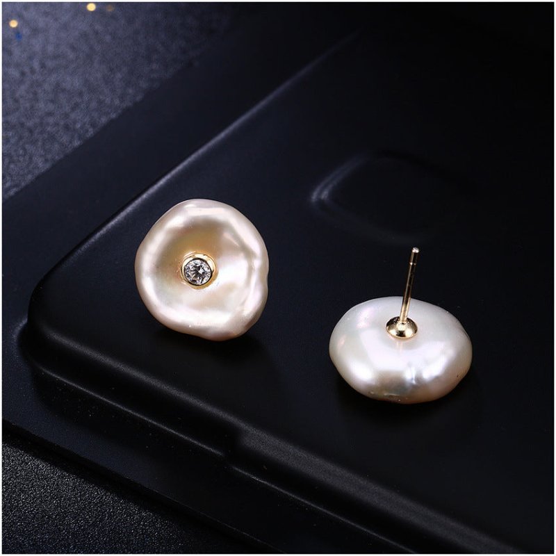 Real Gold Plating Diamond Earrings Pearl Shell-Jewearrings